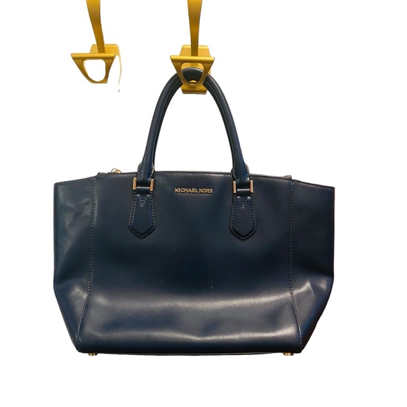 MICHAEL KORS Navy Blue Leather Carolyn Handbag - Picture 1 of 13